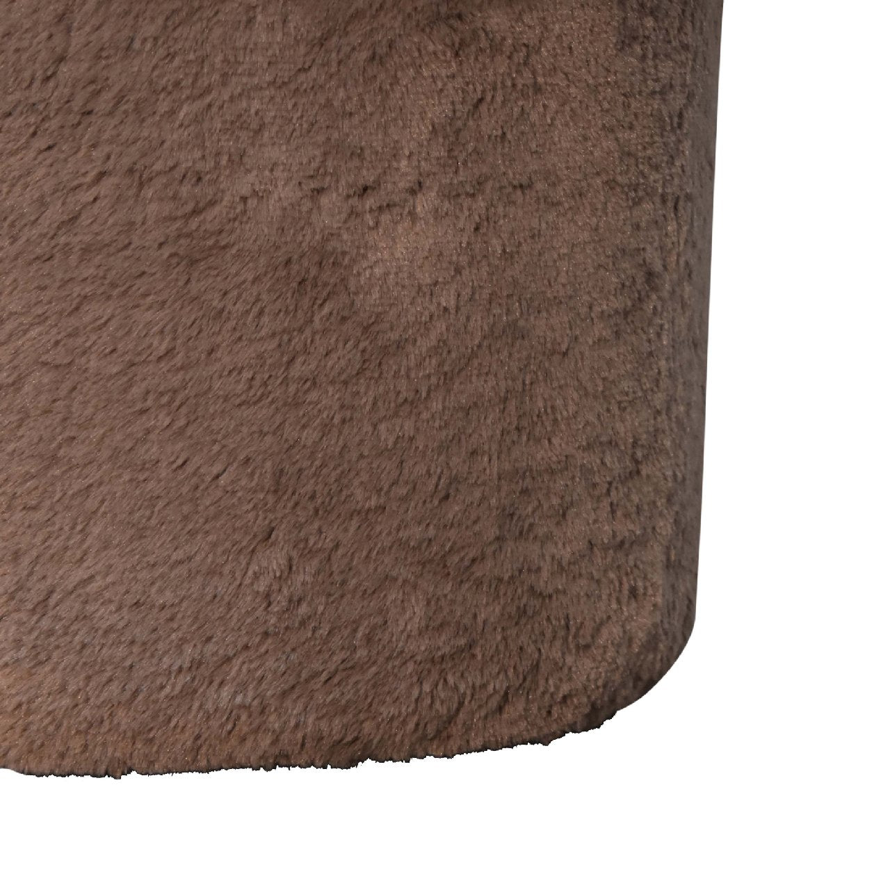 Solid Mango Wood Mocha Faux Fur Mushroom Footstool