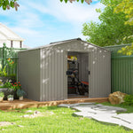 9 X 6ft Galvanised Garden Storage Shed With Sliding Door