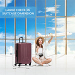 Large 30" Hard Shell Check In Suitcase 8 Spinner Wheels Hold Luggage | Large | Burgundy