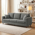 3 Seater Sofa With Wide Seat, Corduroy Upholstered | Light Grey