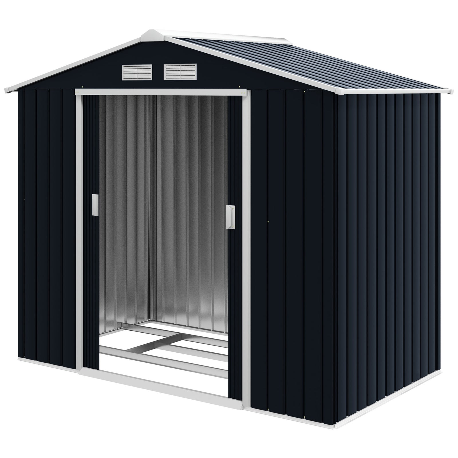 Garden Shed Storage Unit W/locking Door Floor Foundation | Dark Gray