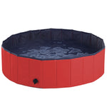 Pawhut Pet Paddling Pool Cat Dog Indoor/ Outdoor Foldable 120cm Diameter | Red