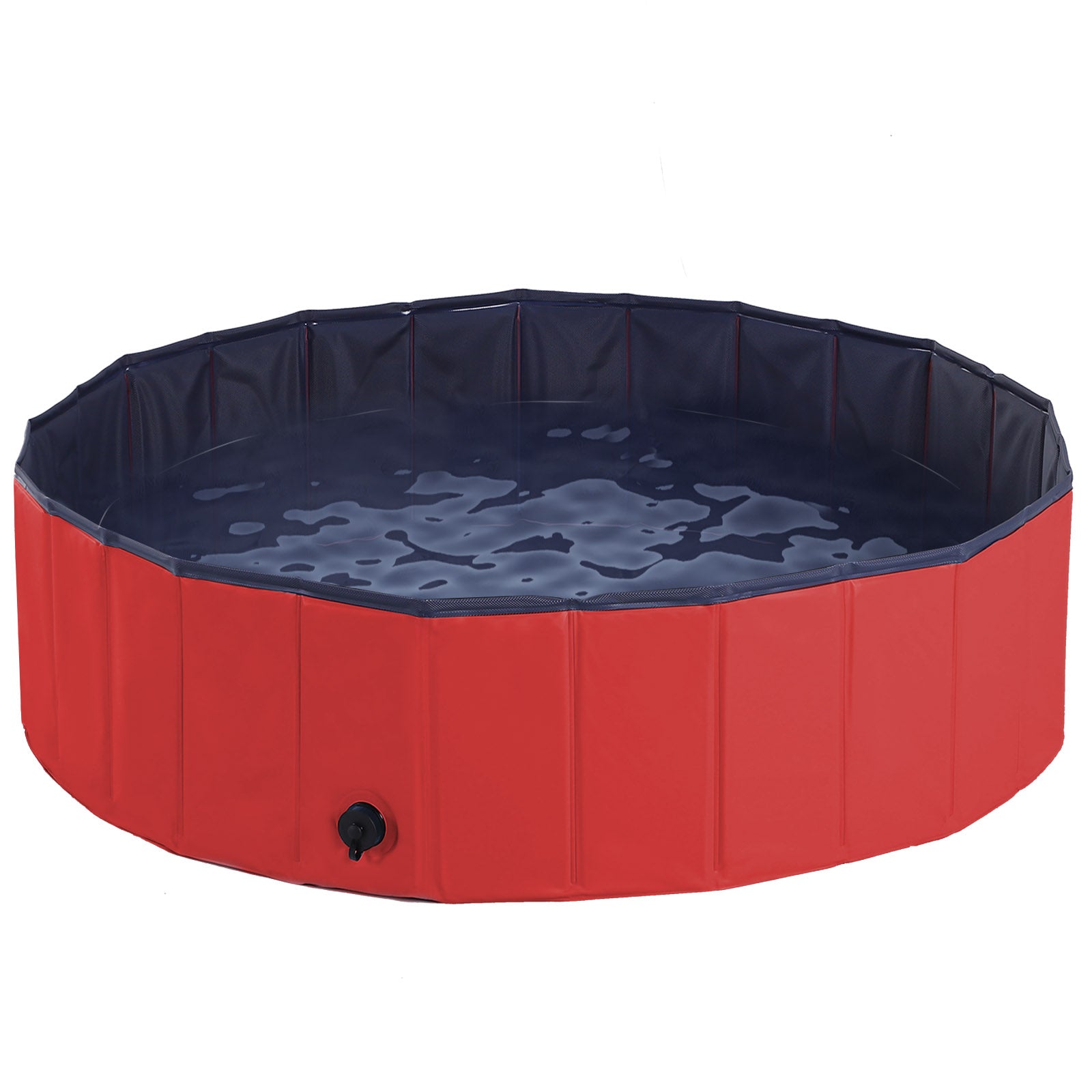 Pawhut Pet Paddling Pool Cat Dog Indoor/ Outdoor Foldable 120cm Diameter | Red