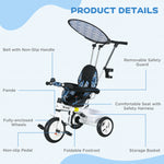 6 In 1 Kids Tricycle W/ Removable Handle For 1.5+ Year | Blue