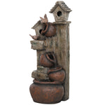 2-in-1 Waterfall Fountain W/ Birdhouse, Resin Fountain
