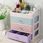 Multi-colour Plastic Makeup Organizer With 3 Drawers