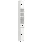 Slim Bathroom Cabinet, Toilet Roll Storage W/ Open Shelves | One Size | White