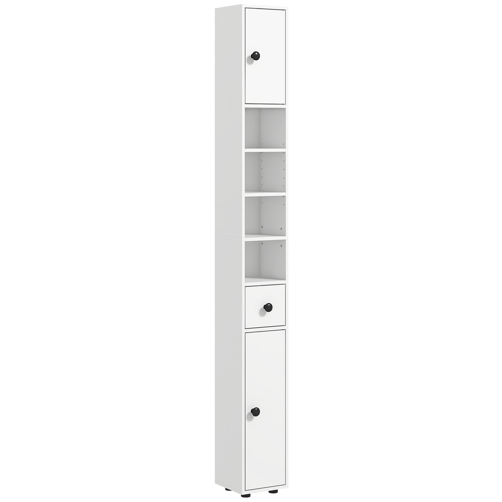 Slim Bathroom Cabinet, Toilet Roll Storage W/ Open Shelves | One Size | White