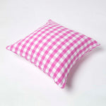 Block Check Cotton Gingham Cushion Cover | 60cm x 60cm | Pink