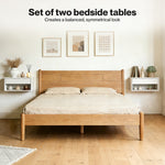 Bedside Table Floating Set Of 2 Wall Mounted Drawer Open Shelf White | White