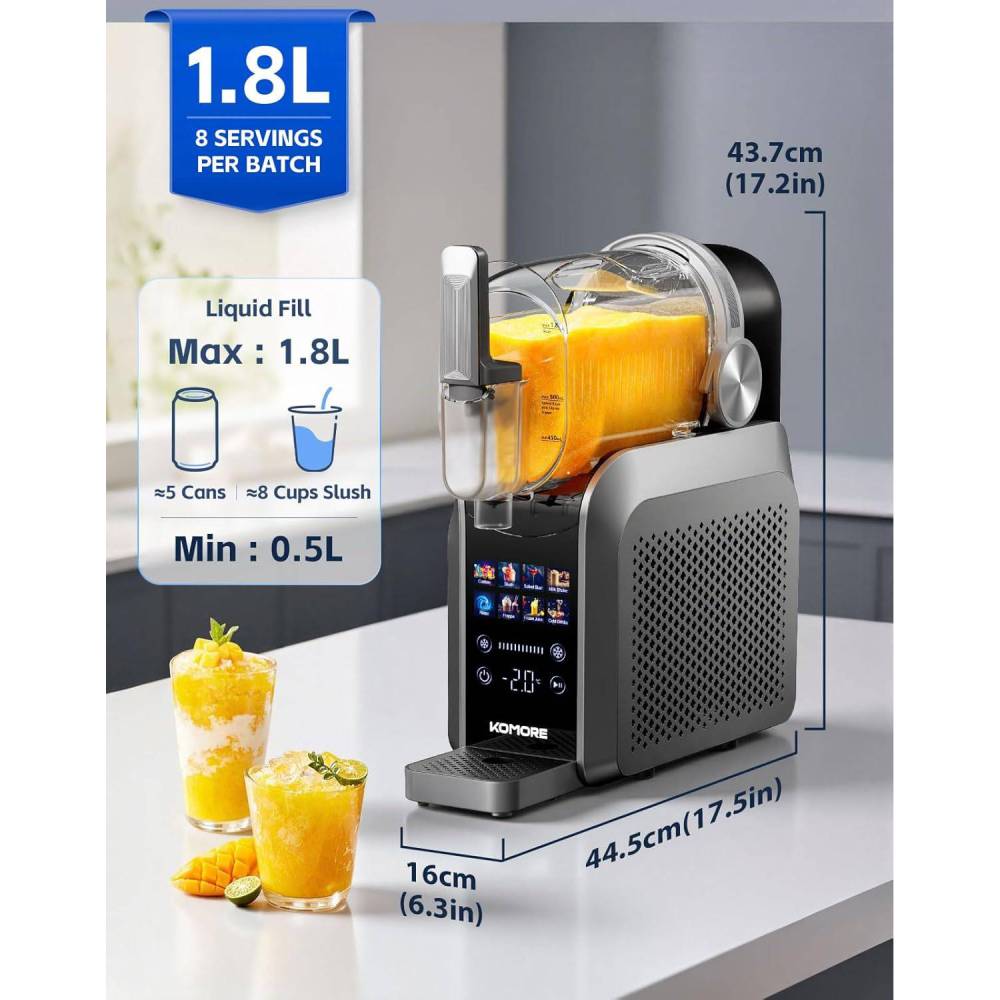 2.5l Frozen Drink & Slushie Machine With 7 Preset Programs, Self-cleaning Function, Adjustable Thickness, 12h Timer, Touch Screen Slushy Maker For Home Parties & Cocktails