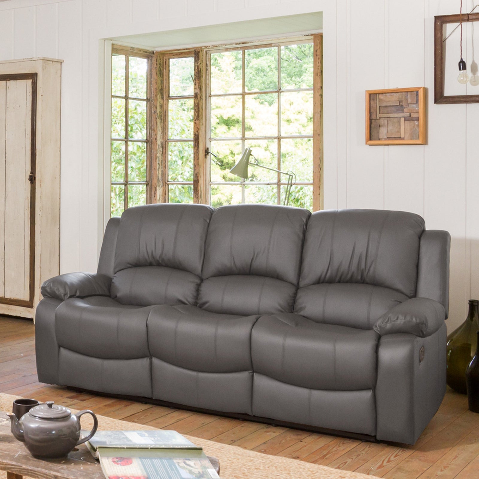 Glendale 3 Seat Manual Recliner Sofa | 3 | Grey