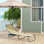 Portable Folding Lounger W/ Adjustable Back | Set-of-1 | Beige