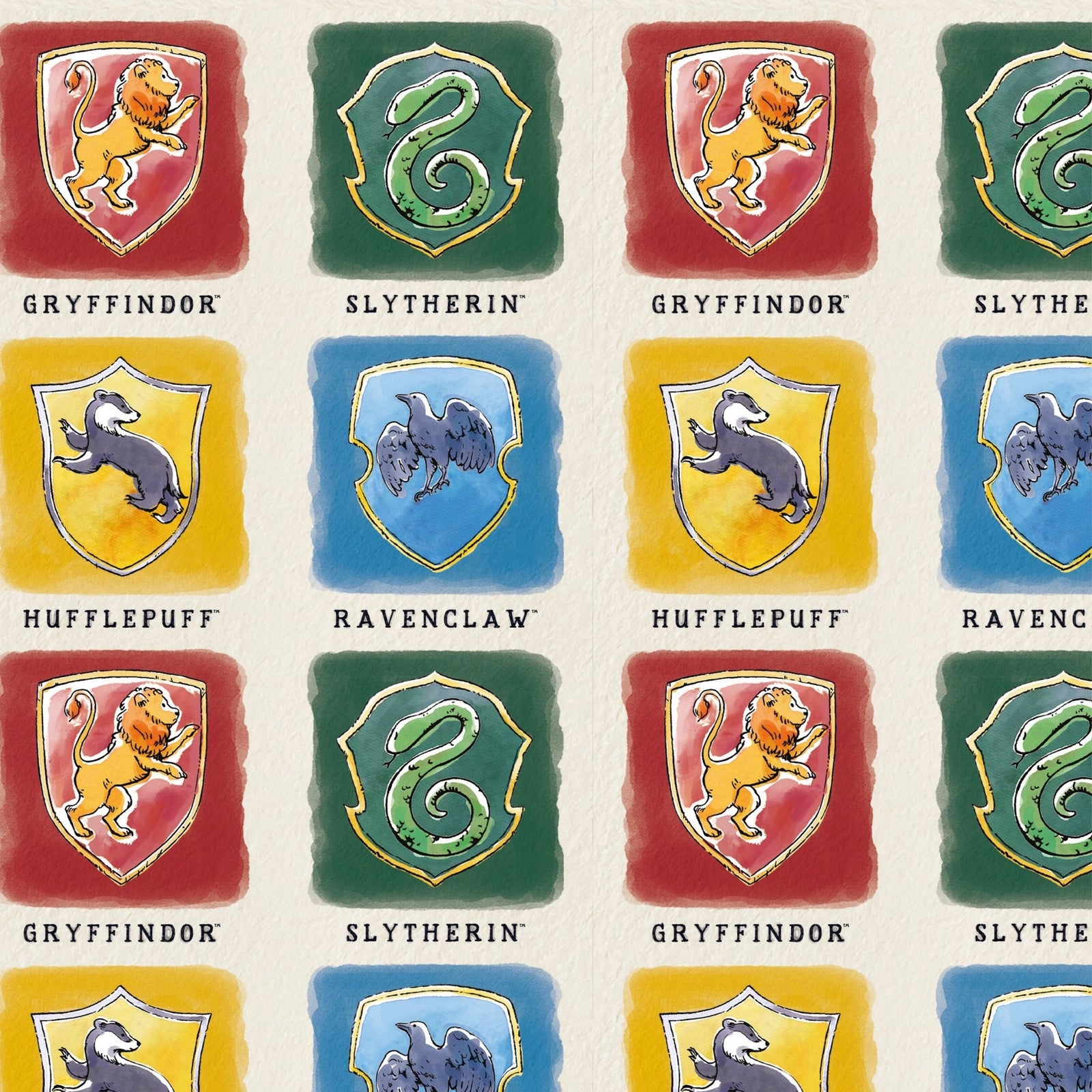 Hogwarts Houses 2 Sheets & 2 Tags Wrapping Paper