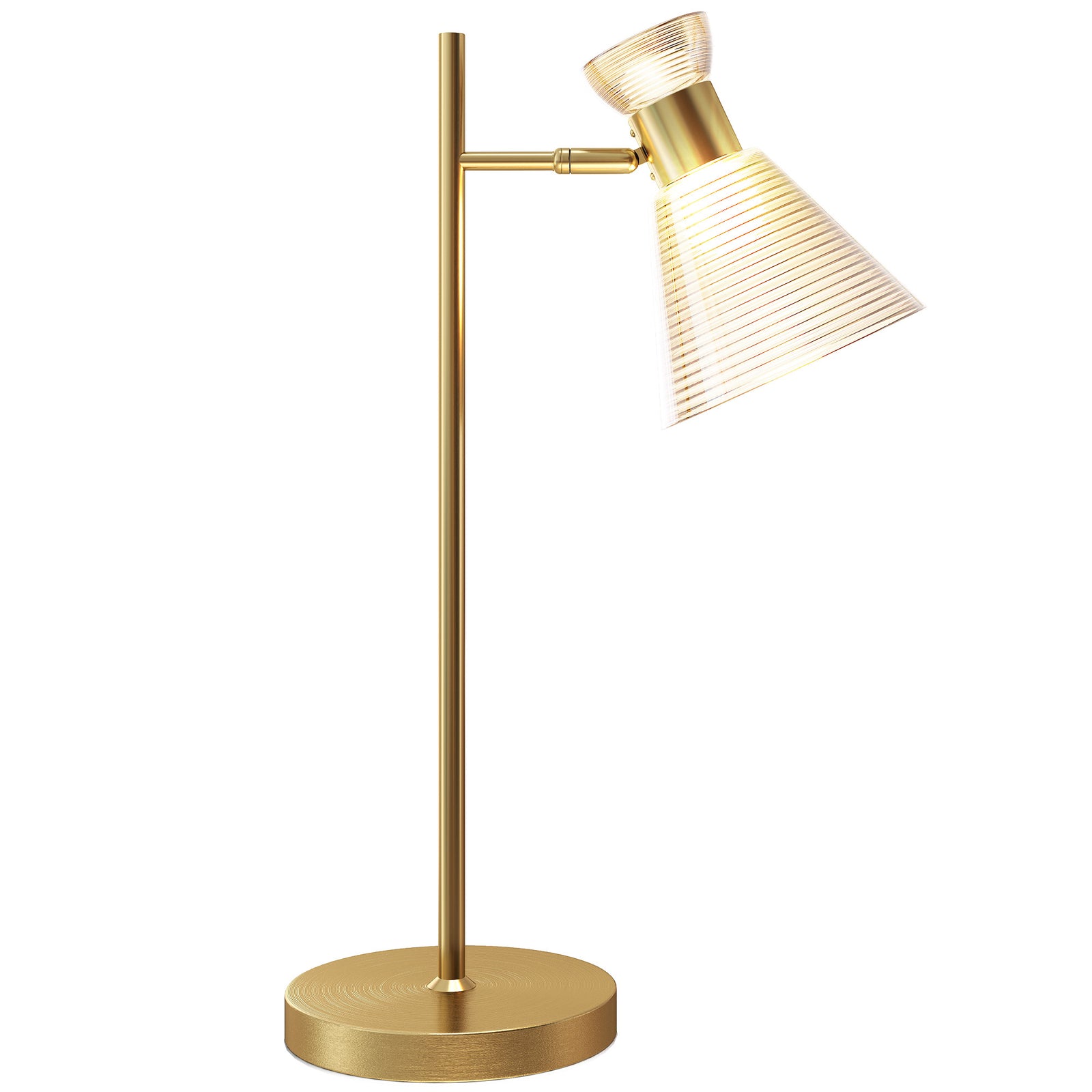HOMCOM Table Lamp With Adjustable Head, Modern Bedside Lamp, Gold Tone