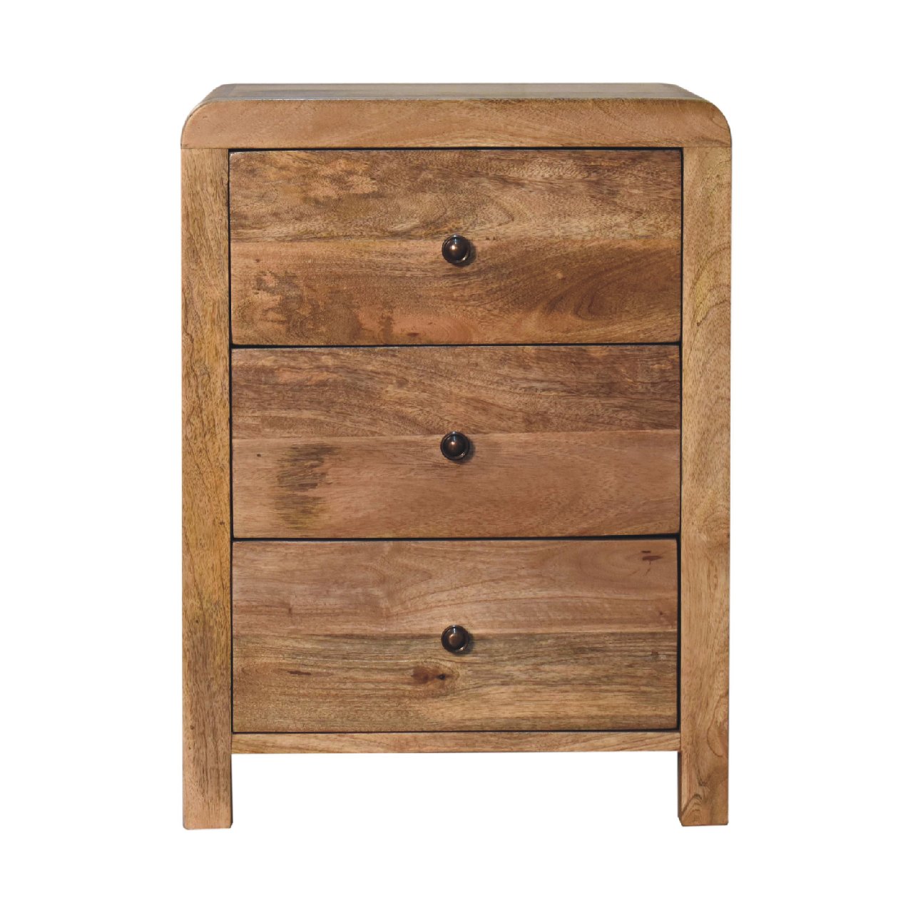 Solid Wood Aspen Oak-ish 3 Drawer Bedside
