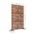 Indoor Outdoor Metal Privacy Screen - Leaf Pattern | Rust