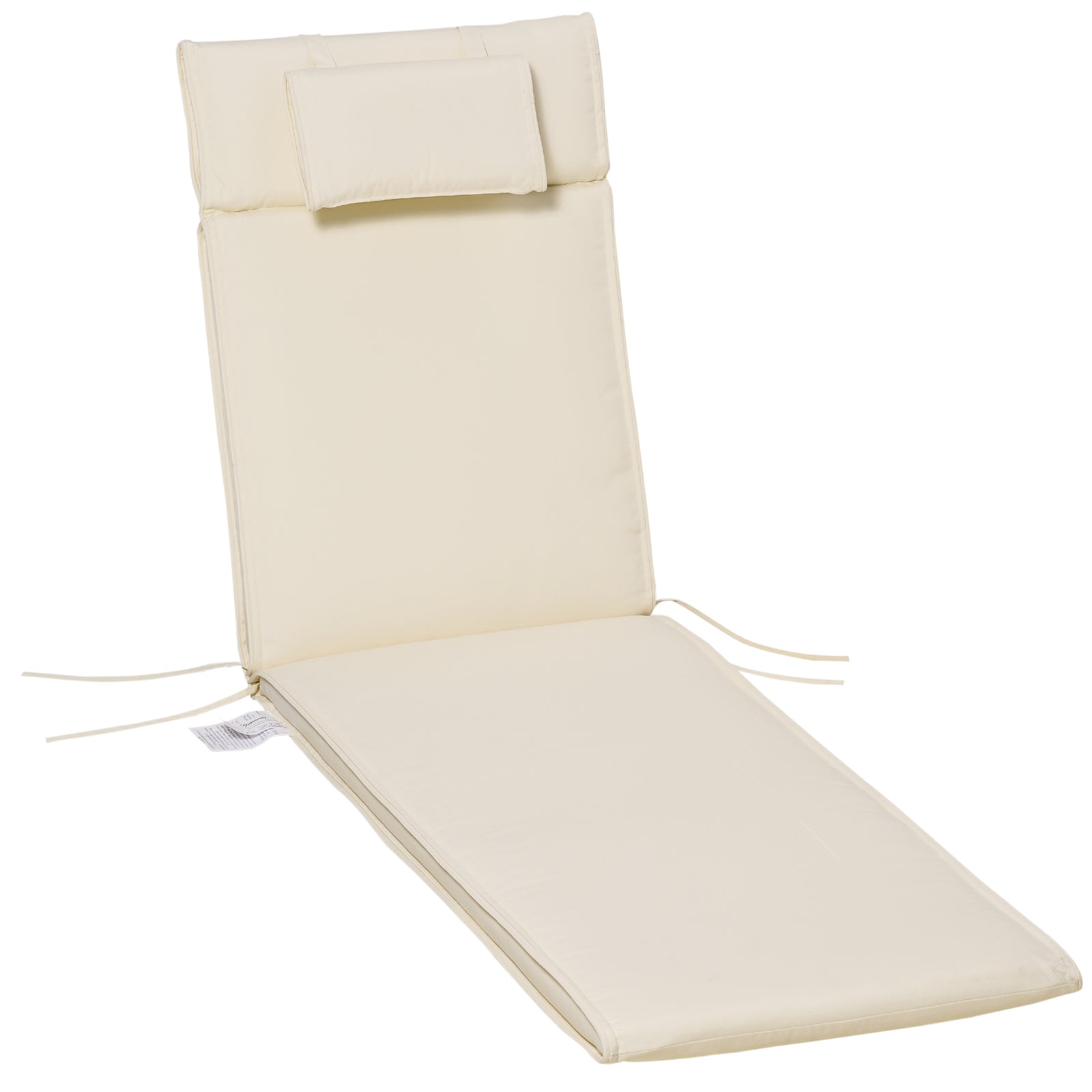 Garden Sun Lounger Chair Cushion Reclining Relaxer Outdoor | Cream