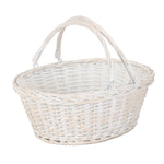 White Painted Wicker Swing Handle Shopping Basket | Medium | White