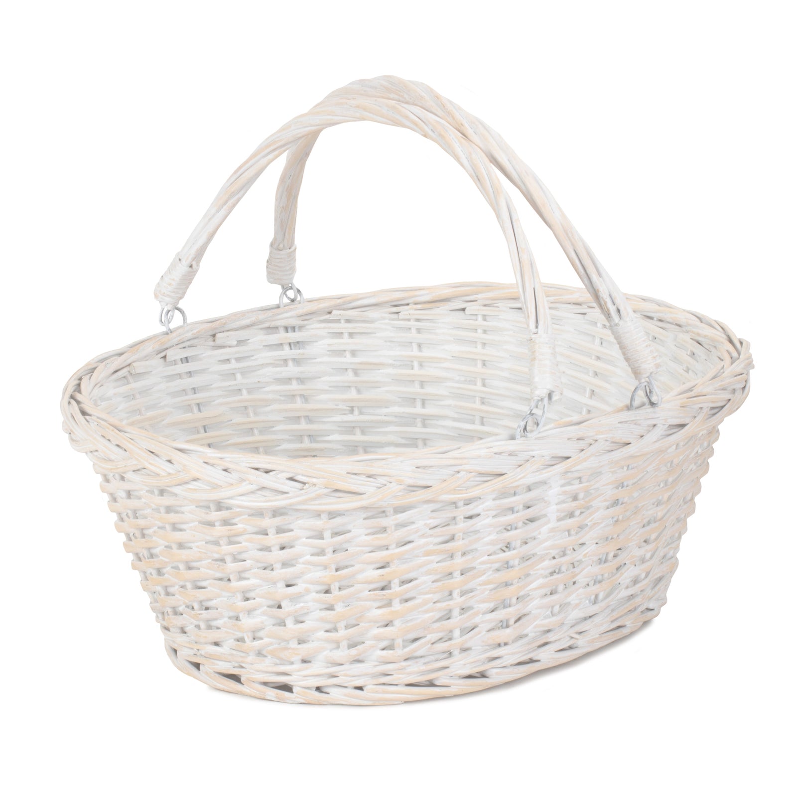 White Painted Wicker Swing Handle Shopping Basket | Medium | White
