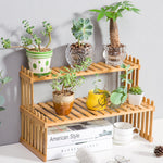 2-tier Solid Wood Compact Plant Stand Desk & Countertop Plant Display Shelf 30cm H Riser Rack