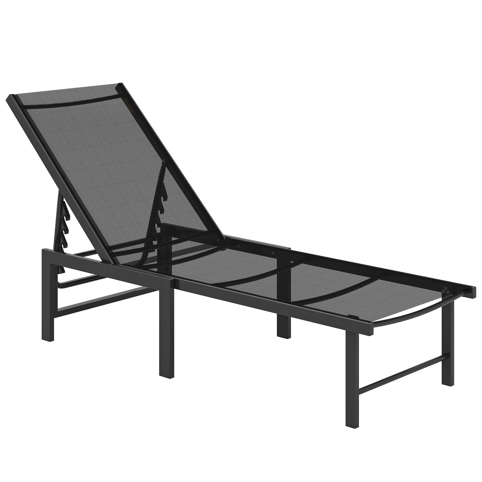 Sun Lounger, 5-level Reclining Sun Lounger Chair | Black