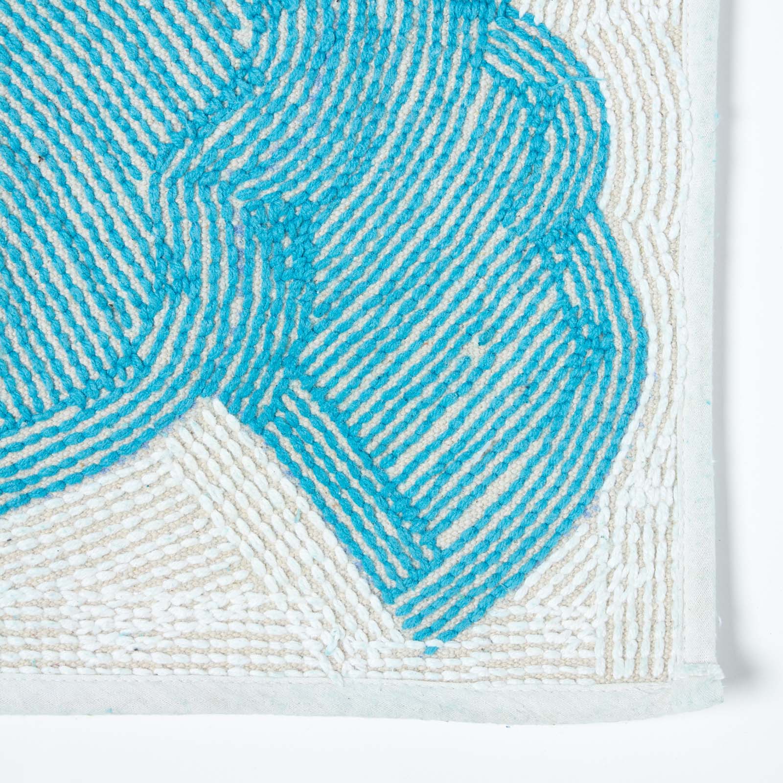 Cotton Tufted Blue Green Birds Pink Heart Kids Rug
