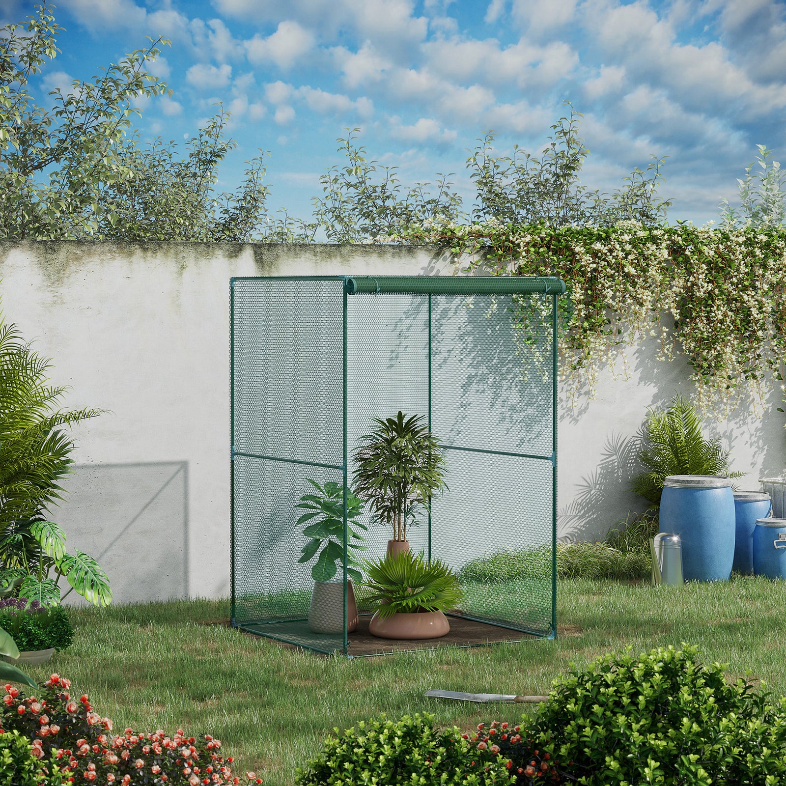 Green Fruit Cage With Zipped Door 1.2 X 1.2 X 1.8m