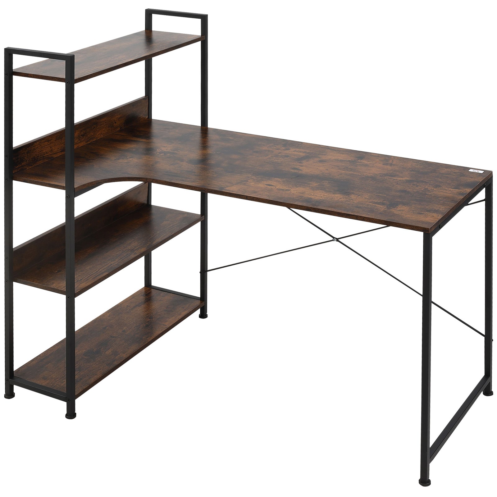 Industrial Computer Table 4-tier Storage Shelf Metal Frame
