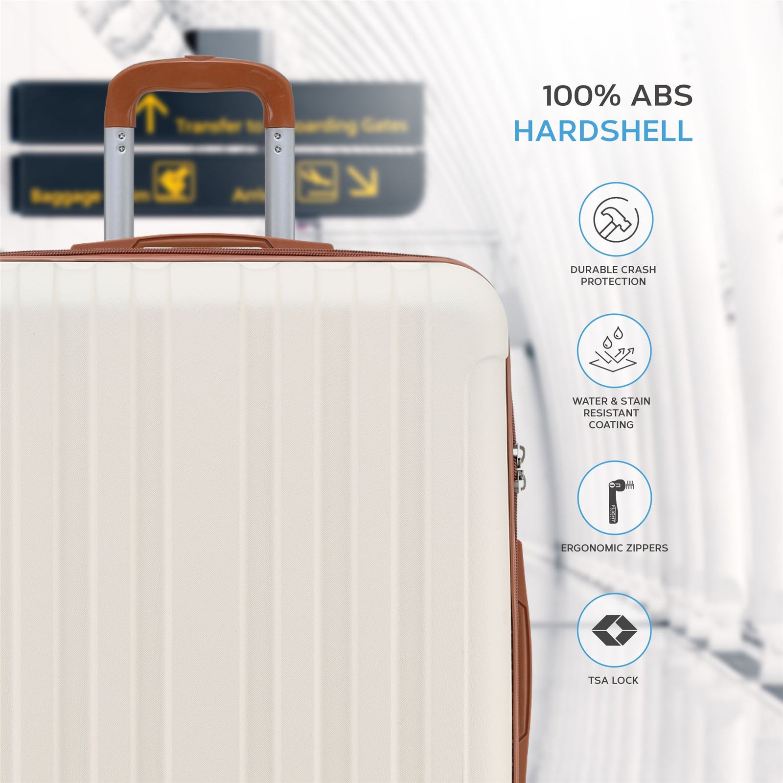 Medium 26" Hard Shell Check In Suitcase 8 Spinner Wheels Hold Luggage | Medium | Cream