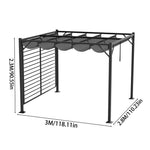3x 2.8m Metal Outdoor Pergola With Retractable Roof & Pa-coated Polyester,outdoor Gazebo Canopy Shelter With Grommet Holes For Garden