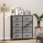 Fabric Chest Of Drawers, 8 Drawer Dresser For Bedroom | Grey