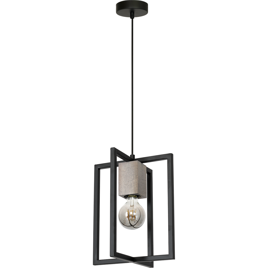 Ralph Pendant Lamp 1xe27 Habd Made Industrial Chic Lamp With Natural Wood Giving The Look Of Stone And Rugged Metal