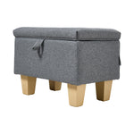 Linen Upholstered Storage Ottoman | Grey