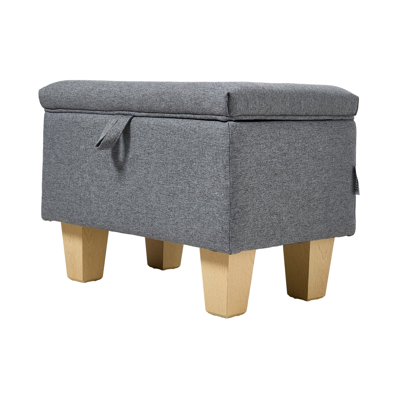 Linen Upholstered Storage Ottoman | Grey