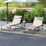 Foldable Sun Lounger Set W/ Padded Seat | Set-of-2 | Khaki