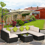 Rattan Outdoor Garden Furniture Patio Corner Sofa Set | Brown