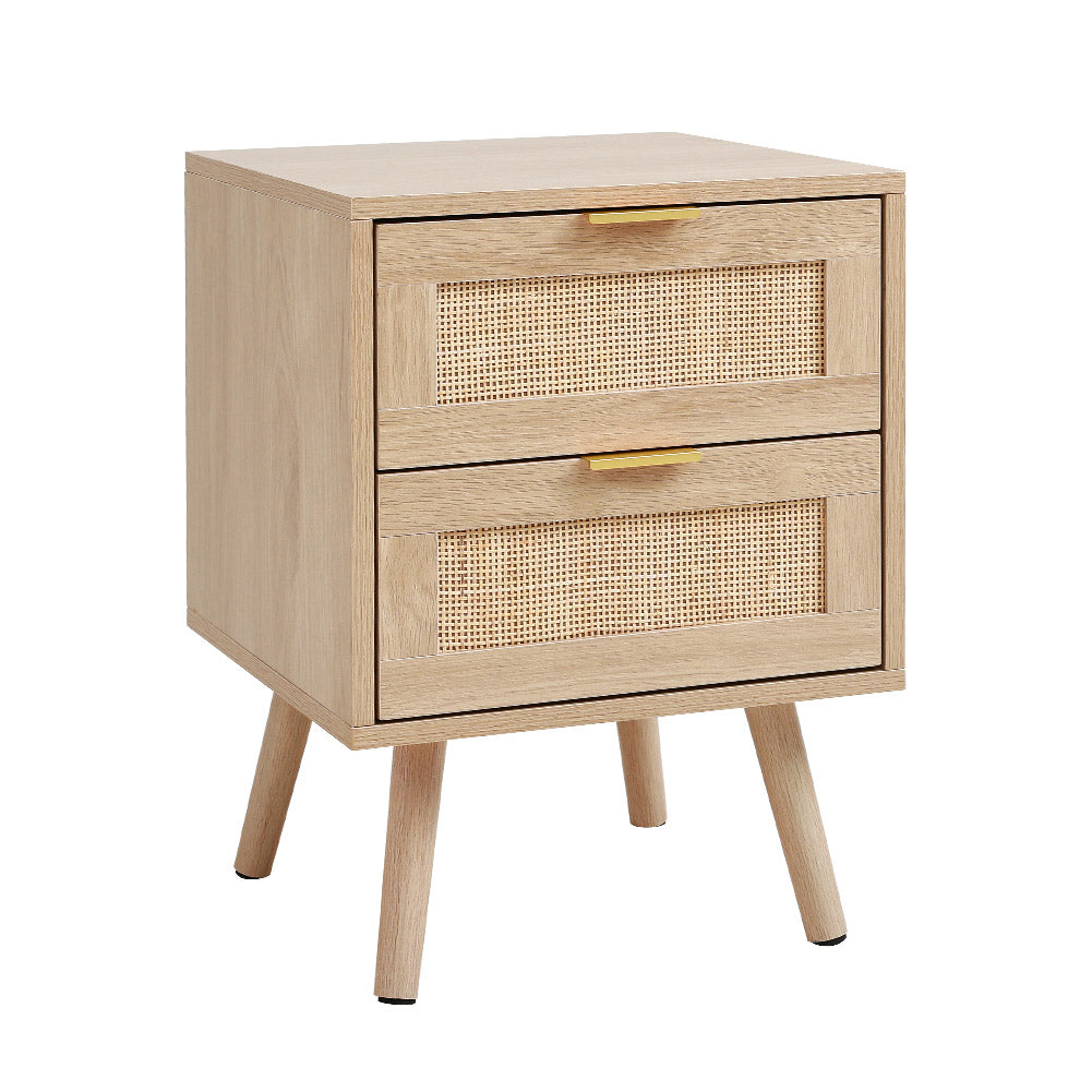 Direct 2 Pack Wood And Rattan Side Cabinet