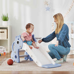 3 In 1 Kids Slide With Climber, Basketball Hoop And Ball | Blue
