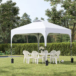 Pop Up Gazebo Foldable With Wheeled, Bag And 4 Weight Bags | White