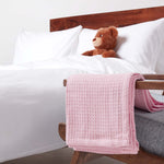 Organic Cotton Waffle Blanket/ Throw | 125cm x 150cm | Pink