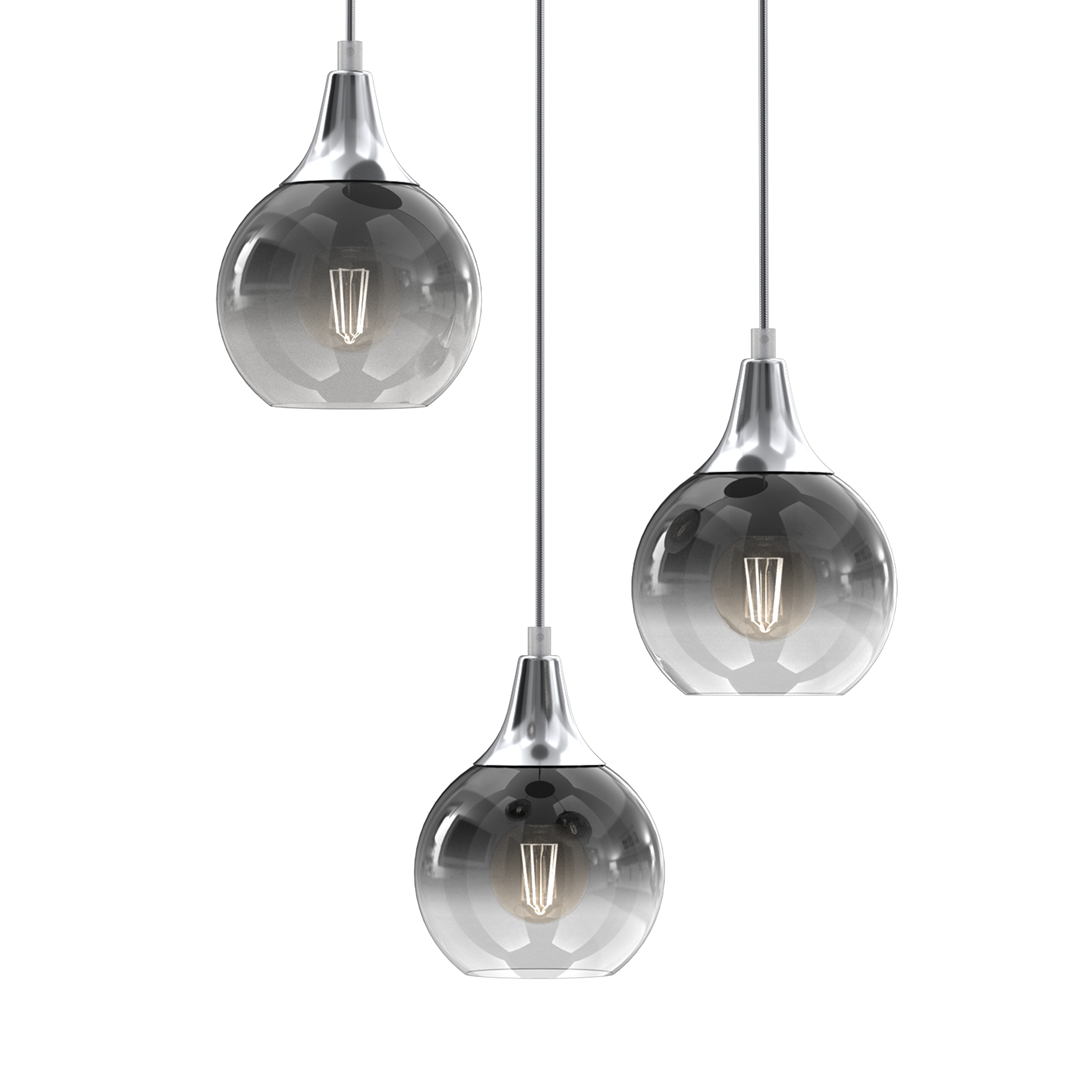 Monte Hand Made Circular Designer Pendant Lamp Smoked Glass Shades