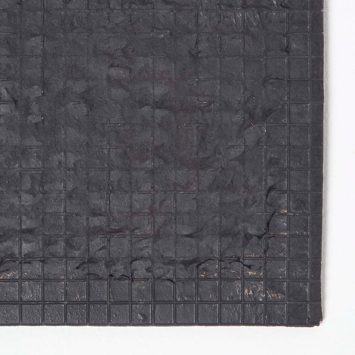 HOMESCAPES Black Cat Silhouette Non-slip Coir Doormat