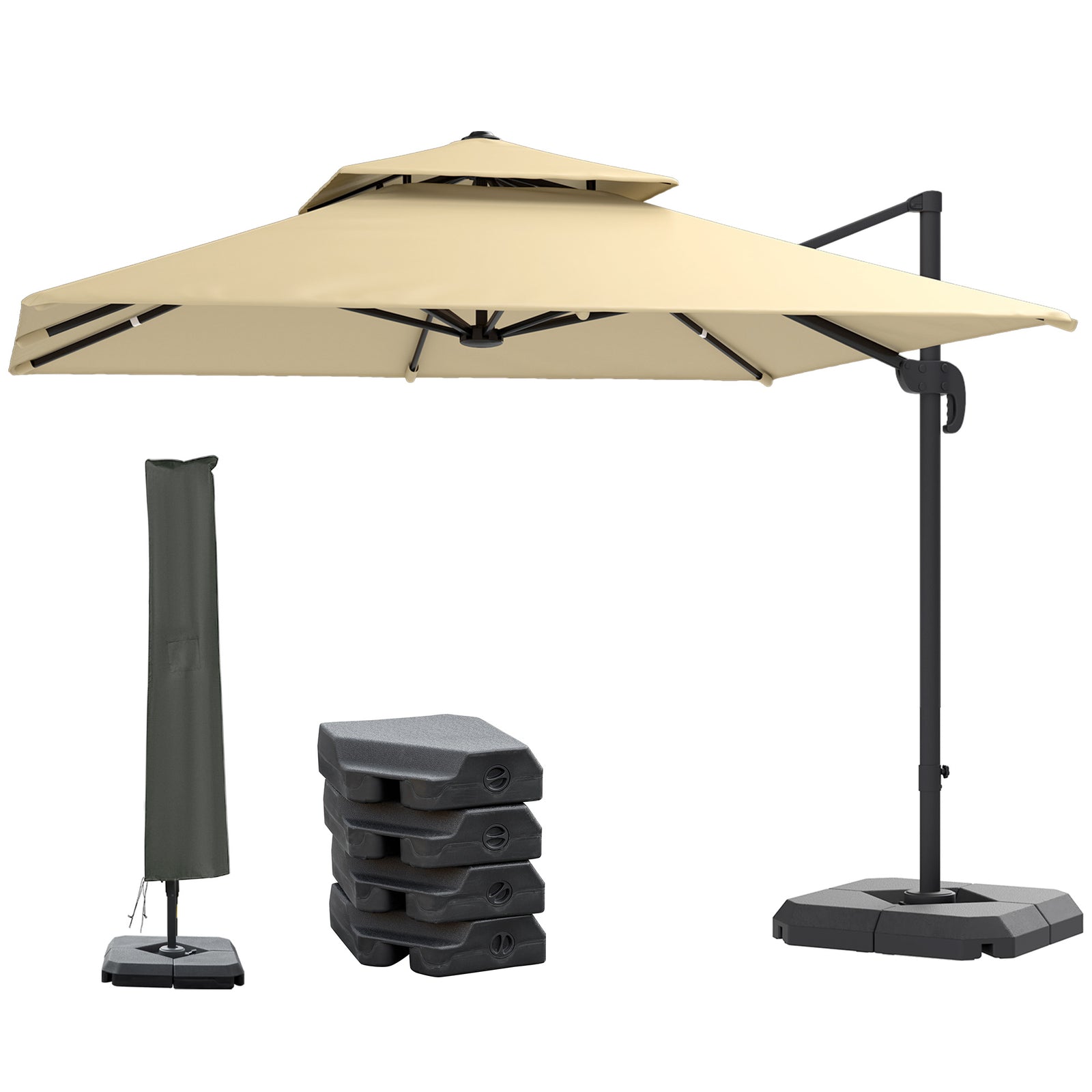 2.7x2.7m Cantilever Parasol, Aluminium Frame