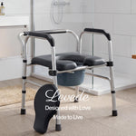 3 In 1 Commode Chair Folding Shower Chair Toilet Seat Riser Adjustable | Grey