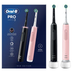 Pro 3 Duo Pack Of Rechargeable Toothbrushes + Travel Case, Black & Pink