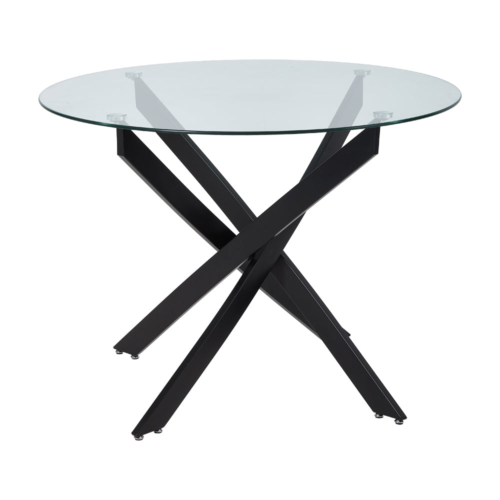 80cm/100cm Dia X 75cm H Round Dining Table With Metal Black Legs | 80cm