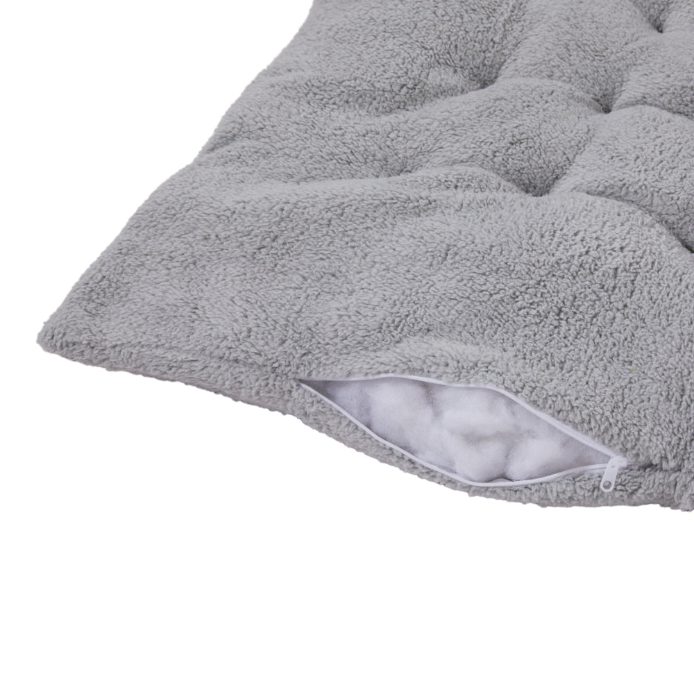 Thick Sherpa Fleece Lounger Cushion Soft Plush Recliner Chair Pad | Large | Grey