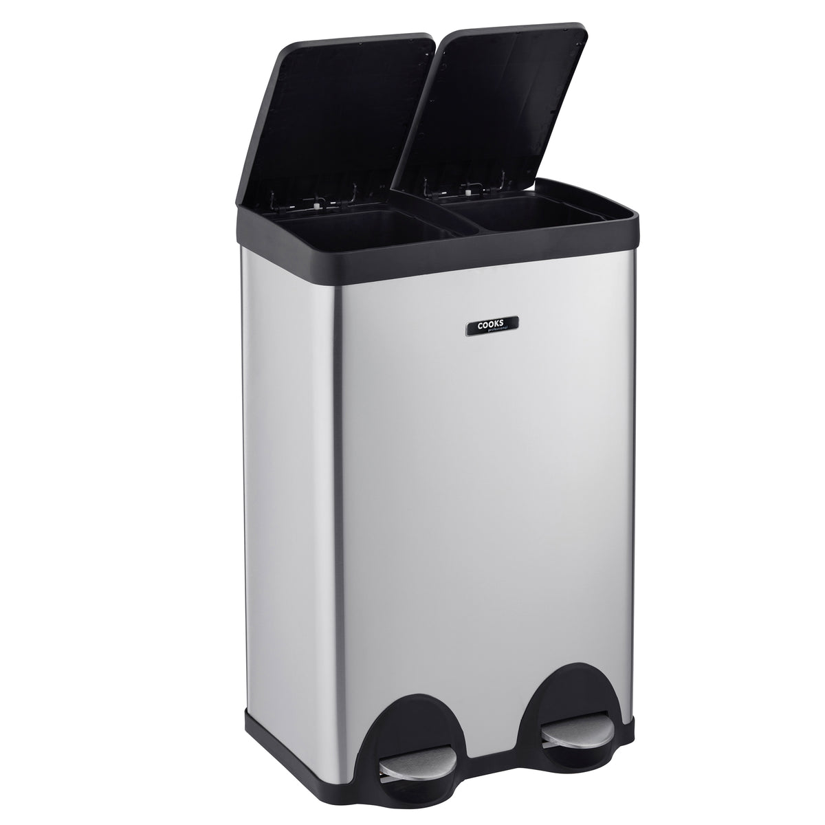 60l Dual Pedal Recycling Pedal Bin | 60l | Silver