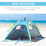 2 Man Pop-up Beach Tent Sun Shade Shelter Hut W/windows,door | Blue